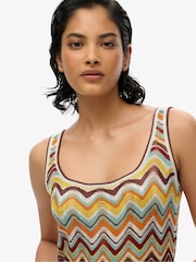 Superdry Green Zig Zag Sleeveless Knit Mini Dress - Image 5 of 5
