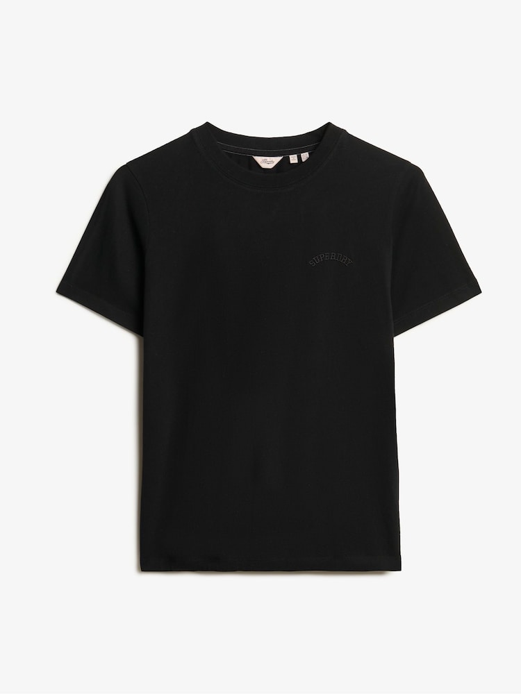 Superdry Black Essential Logo Embroidered T-Shirt - Image 5 of 6