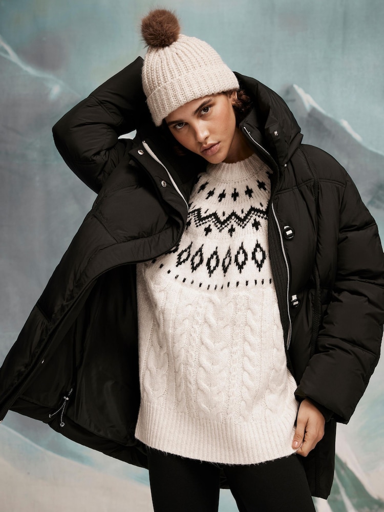 Mint Velvet Black Braided Padded Parka - Image 1 of 8
