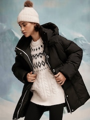 Mint Velvet Black Braided Padded Parka - Image 2 of 8