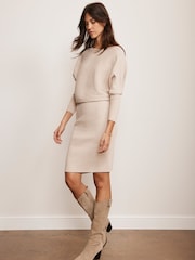 Mint Velvet Cream Batwing Knit Dress - Image 3 of 8