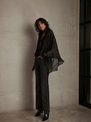 Mint Velvet Black Embellished Cape Top - Image 5 of 8