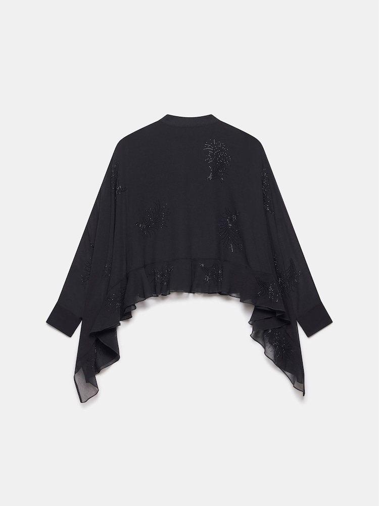 Mint Velvet Black Embellished Cape Top - Image 8 of 8