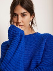 Mint Velvet Blue Cotton Ribbed Jumper - Image 3 of 8