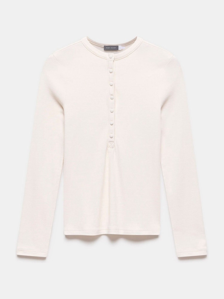 Mint Velvet White Henley Button Top - Image 5 of 6