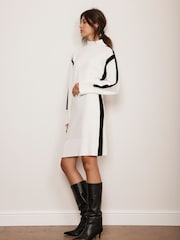 Mint Velvet White Contrast Stripe Mini Dress - Image 2 of 7