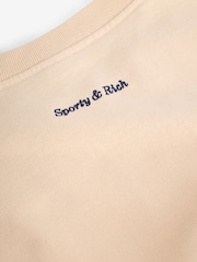 Sporty & Rich Cream Eden Crest Embroidered Crew Neck Sweatshirt - Image 10 of 11