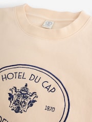 Sporty & Rich Cream Eden Crest Embroidered Crew Neck Sweatshirt - Image 8 of 11