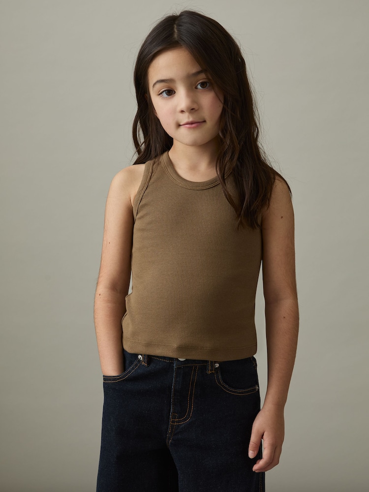 Reiss Khaki Violet 4-9 yrs Cotton Blend Ribbed Vest - Image 1 of 4
