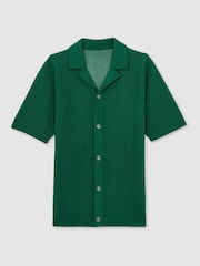 Reiss Bright Green Kipling Textured-Knit Short-Sleeve Shirt - Image 2 of 6