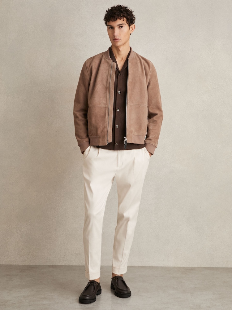 Reiss Chocolate Brown Kipling Textured-Knit Short-Sleeve Shirt - Image 3 of 6
