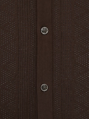 Reiss Chocolate Brown Kipling Textured-Knit Short-Sleeve Shirt - Image 6 of 6