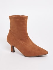 JD Williams Natural Kitten Heel Sock Boots In Wide Fit - Image 2 of 3