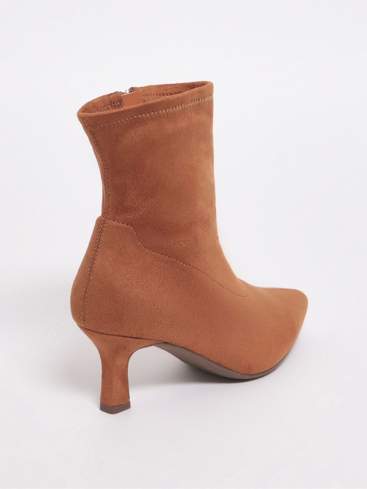 JD Williams Natural Kitten Heel Sock Boots In Wide Fit - Image 3 of 3
