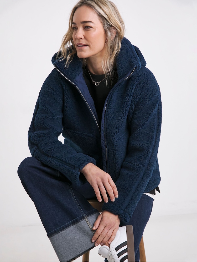 JD Williams Blue Borg Short Jacket - Image 1 of 4 JD Williams Blue Borg Short Jacket - Image 1 of 4