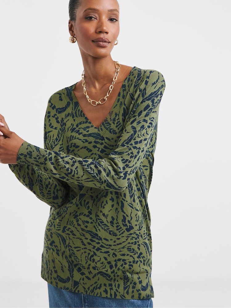 JD Williams Slouch V-Neck Detail Tunic - Image 1 of 4