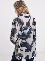 JD Williams Cream Pattern Extreme Oversized Voile Shirt - Image 2 of 4