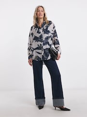 JD Williams Cream Pattern Extreme Oversized Voile Shirt - Image 4 of 4