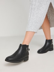 JD Williams Black Classic Strap And Buckle Detail Ankle Boots In Wide Fit - Image 3 of 8