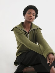 JD Williams Olive Green Zip Detail Stepped Hem Knitted Tunic - Image 4 of 4