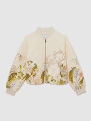 Reiss Pink Print Nina Quilted Printed Bomber Jacket - Image 2 of 6