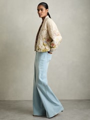 Reiss Pink Print Nina Quilted Printed Bomber Jacket - Image 3 of 6