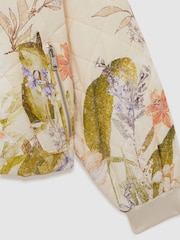 Reiss Pink Print Nina Quilted Printed Bomber Jacket - Image 6 of 6