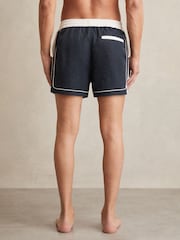 Reiss Navy/White Cano Colour-Block Piped-Trim Swim Shorts - Image 5 of 6