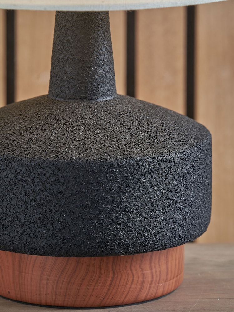 Pacific Black Wood Effect Textured Ceramic Table Lamp - Image 2 of 6 Pacific Black Wood Effect Textured Ceramic Table Lamp - Image 2 of 6