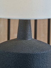 Pacific Black Wood Effect Textured Ceramic Table Lamp - Image 3 of 6