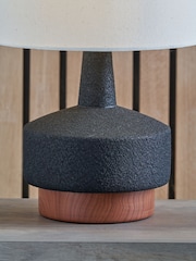 Pacific Black Wood Effect Textured Ceramic Table Lamp - Image 4 of 6