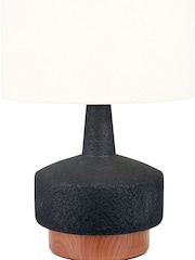 Pacific Black Wood Effect Textured Ceramic Table Lamp - Image 5 of 6