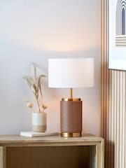 Pacific Wood Effect Ceramic Table Lamp - Image 1 of 6