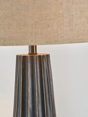 Pacific Black Mango Wood Textured Cone Table Lamp - Image 2 of 6