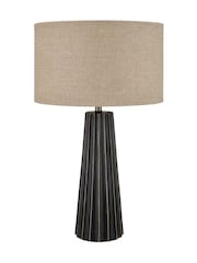 Pacific Black Mango Wood Textured Cone Table Lamp - Image 5 of 6