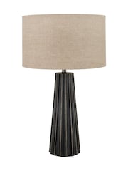 Pacific Black Mango Wood Textured Cone Table Lamp - Image 6 of 6