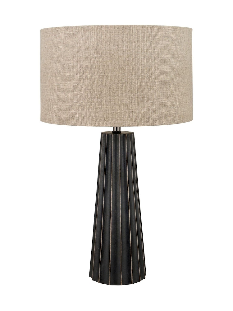 Pacific Black Mango Wood Textured Cone Table Lamp - Image 6 of 6