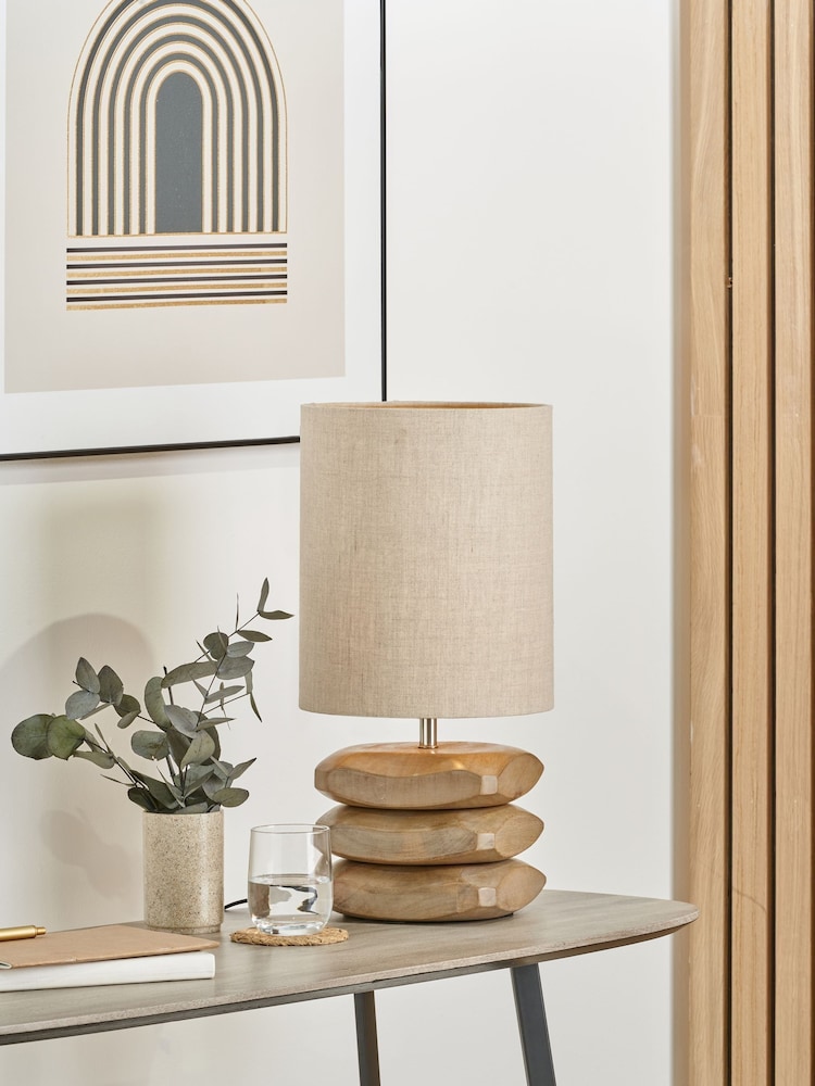 Pacific Natural Mango Wood Mango Wood 3 Pebble Table Lamp - Image 1 of 6