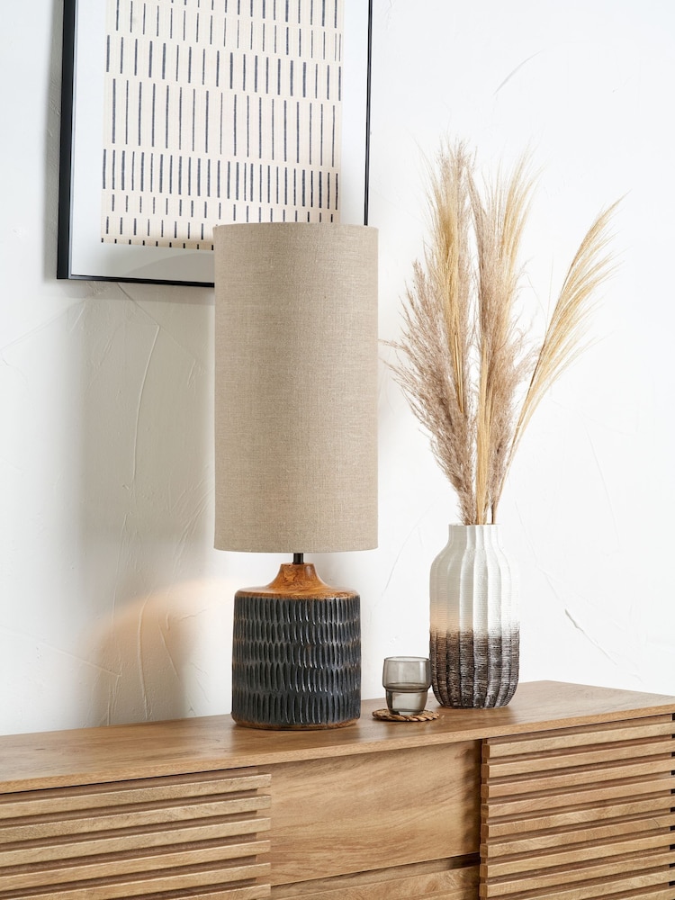 Pacific Black Wash Mango Wood Table Lamp - Image 1 of 6