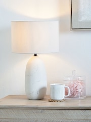 Pacific White Vintage Textured Ceramic Table Lamp - Image 1 of 6