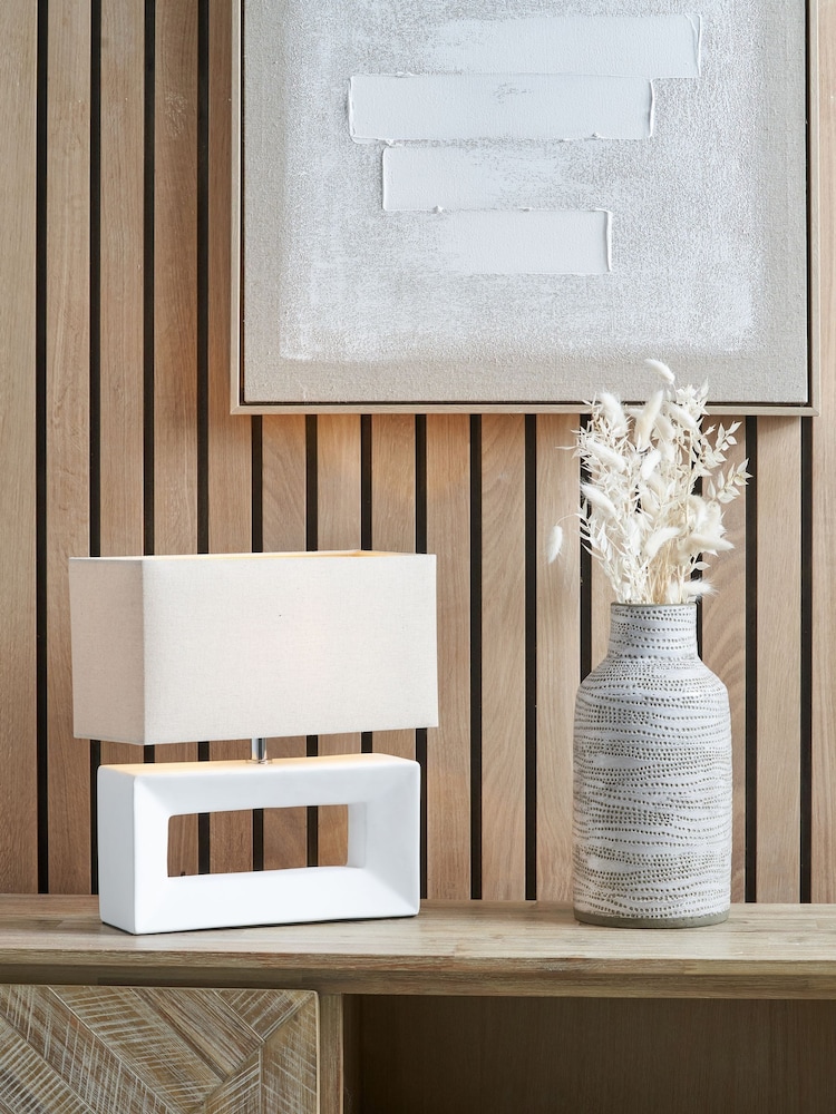 Pacific White Ceramic Rectangular Table Lamp - Image 1 of 6