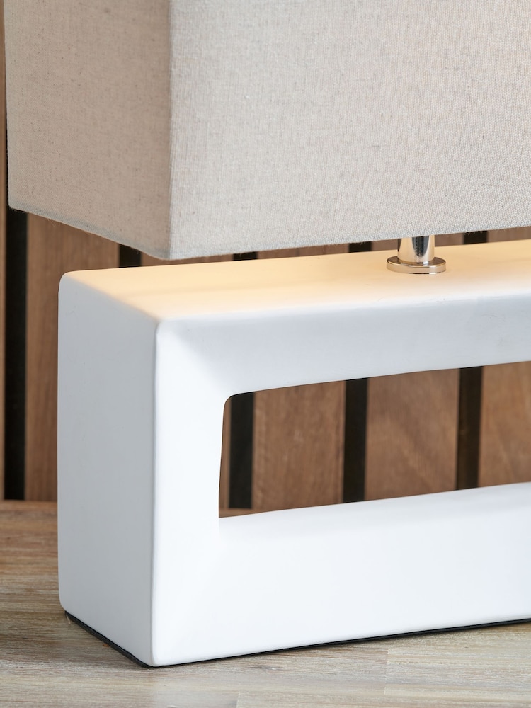 Pacific White Ceramic Rectangular Table Lamp - Image 2 of 6