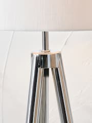 Pacific Silver Metal Wood Grain Tripod Floor Lamp - Image 2 of 6
