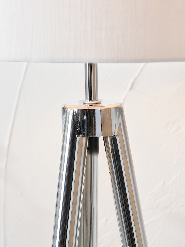 Pacific Silver Metal Wood Grain Tripod Floor Lamp - Image 2 of 6