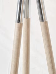 Pacific Silver Metal Wood Grain Tripod Floor Lamp - Image 4 of 6