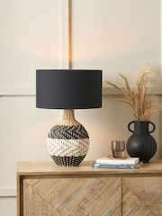 Pacific Black and Natural Rattan Woven Table Lamp - Image 1 of 6