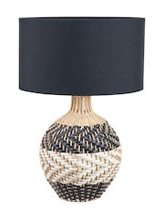 Pacific Black and Natural Rattan Woven Table Lamp - Image 5 of 6