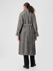 Gap Black Double-Breasted Herringbone Belted Trench Coat - Image 2 of 5
