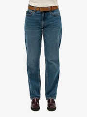 Superdry Blue Mid Rise Straight Leg 100% Cotton Jeans - Image 2 of 5