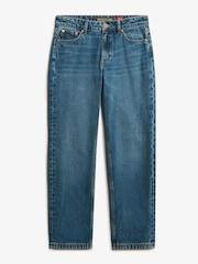 Superdry Blue Mid Rise Straight Leg 100% Cotton Jeans - Image 4 of 5
